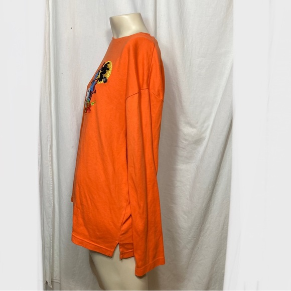 Women’s Halloween orange long sleeve top beaded appliqué extra large - Picture 3 of 6